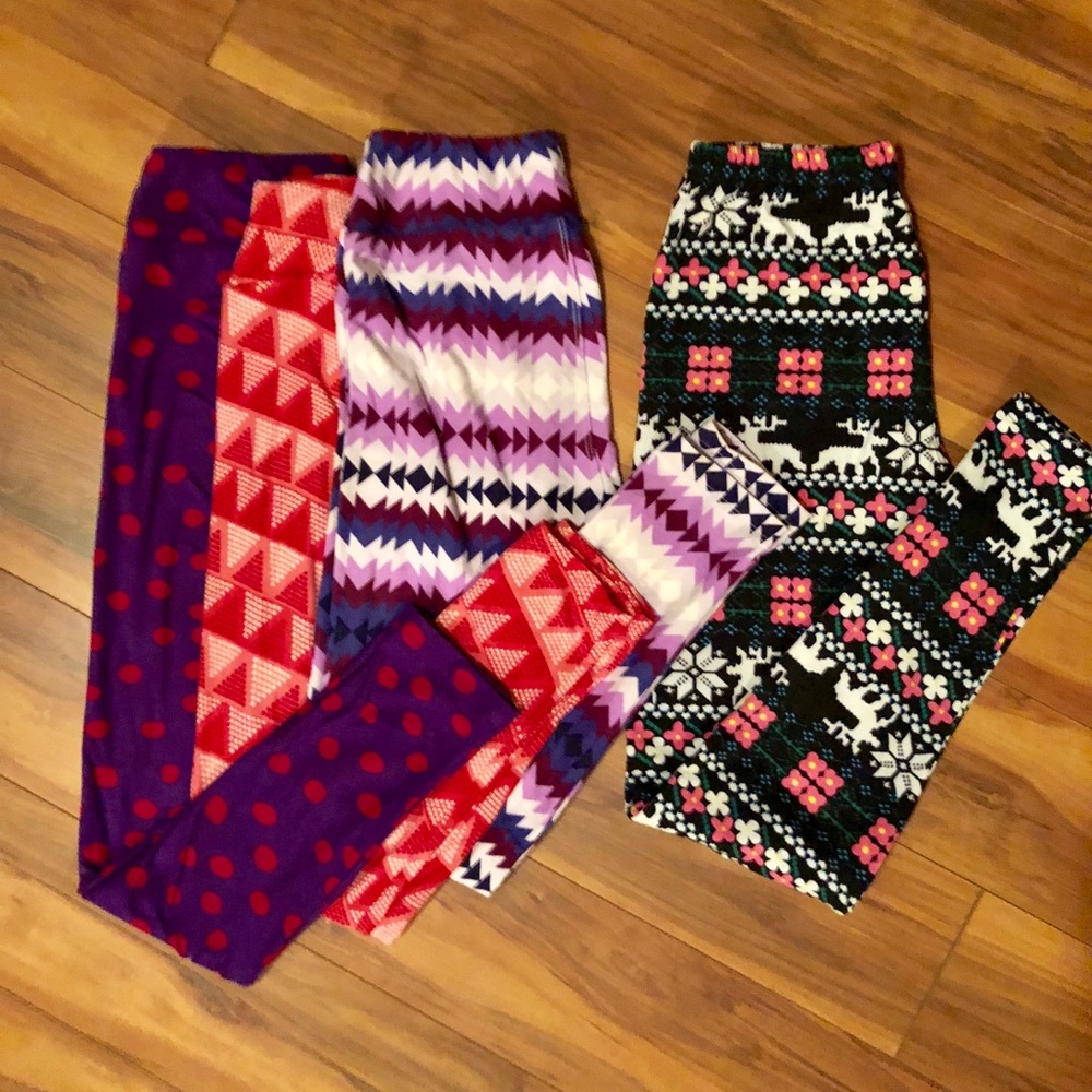 3 LuLaRoe and 1 Always brand patterned leggings.